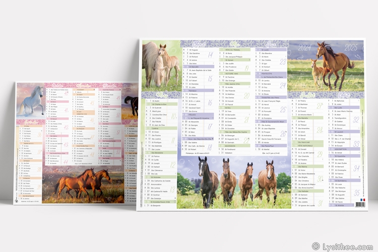 Calendrier scolaire Chevaux